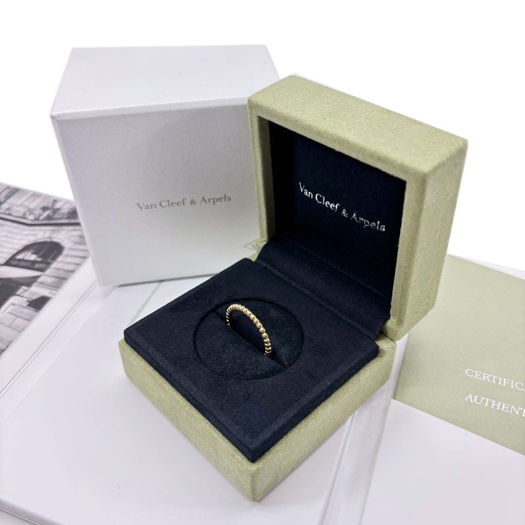 Van Cleef & Arpels ヴァンクリーフ&アーペル ペルレ ゴールドパール リング スモールモデル Au750 イエローゴールド 2.3g 55(約14号)