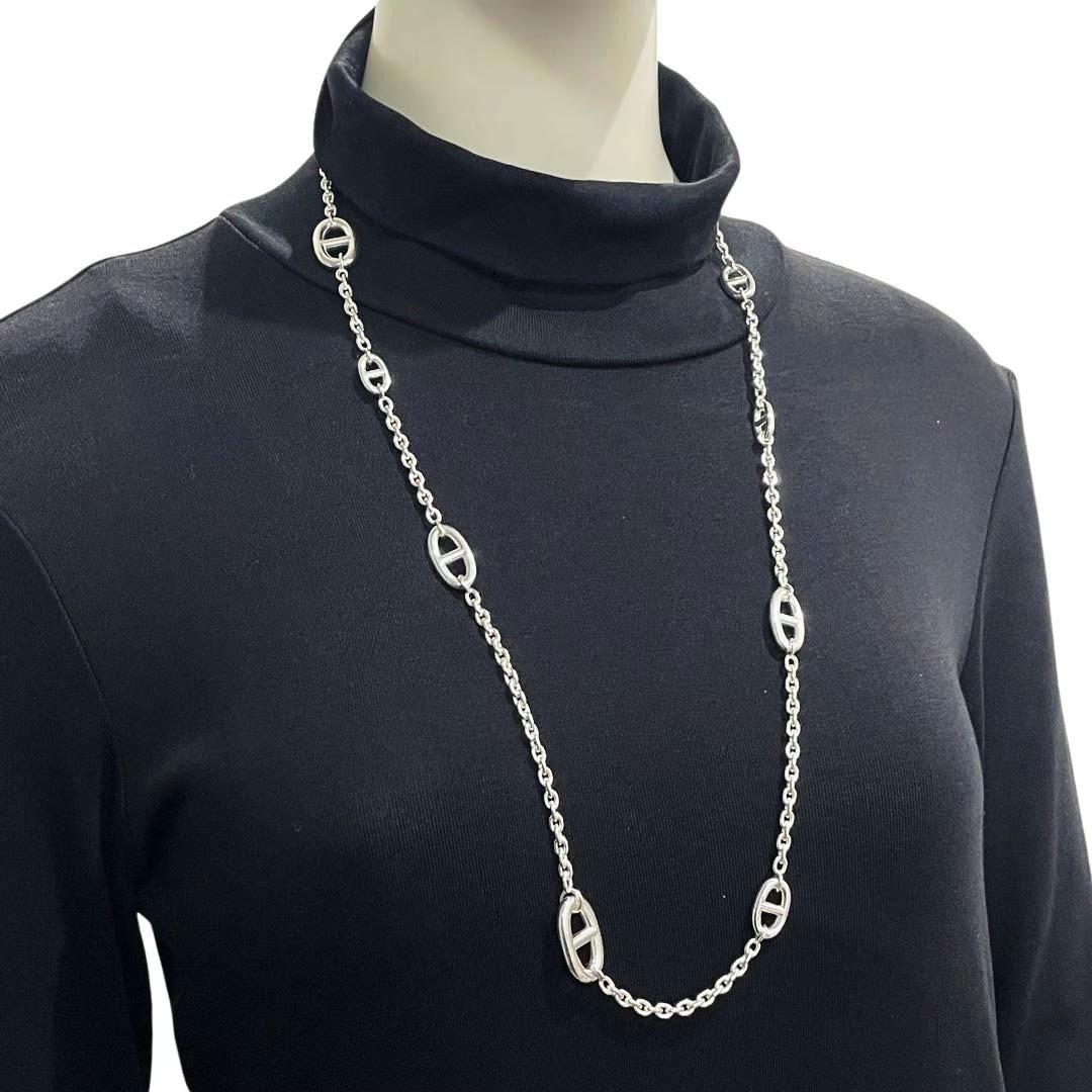 HERMES エルメス ロングネックレス ファランドール80 シェーヌダンクル Ag925 シルバー 70.2g