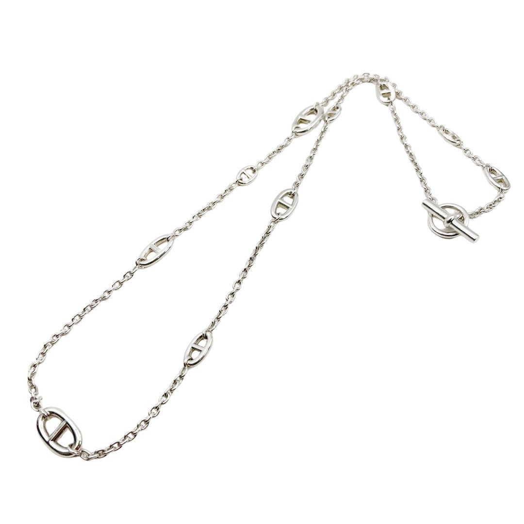 HERMES エルメス ロングネックレス ファランドール80 シェーヌダンクル Ag925 シルバー 70.2g