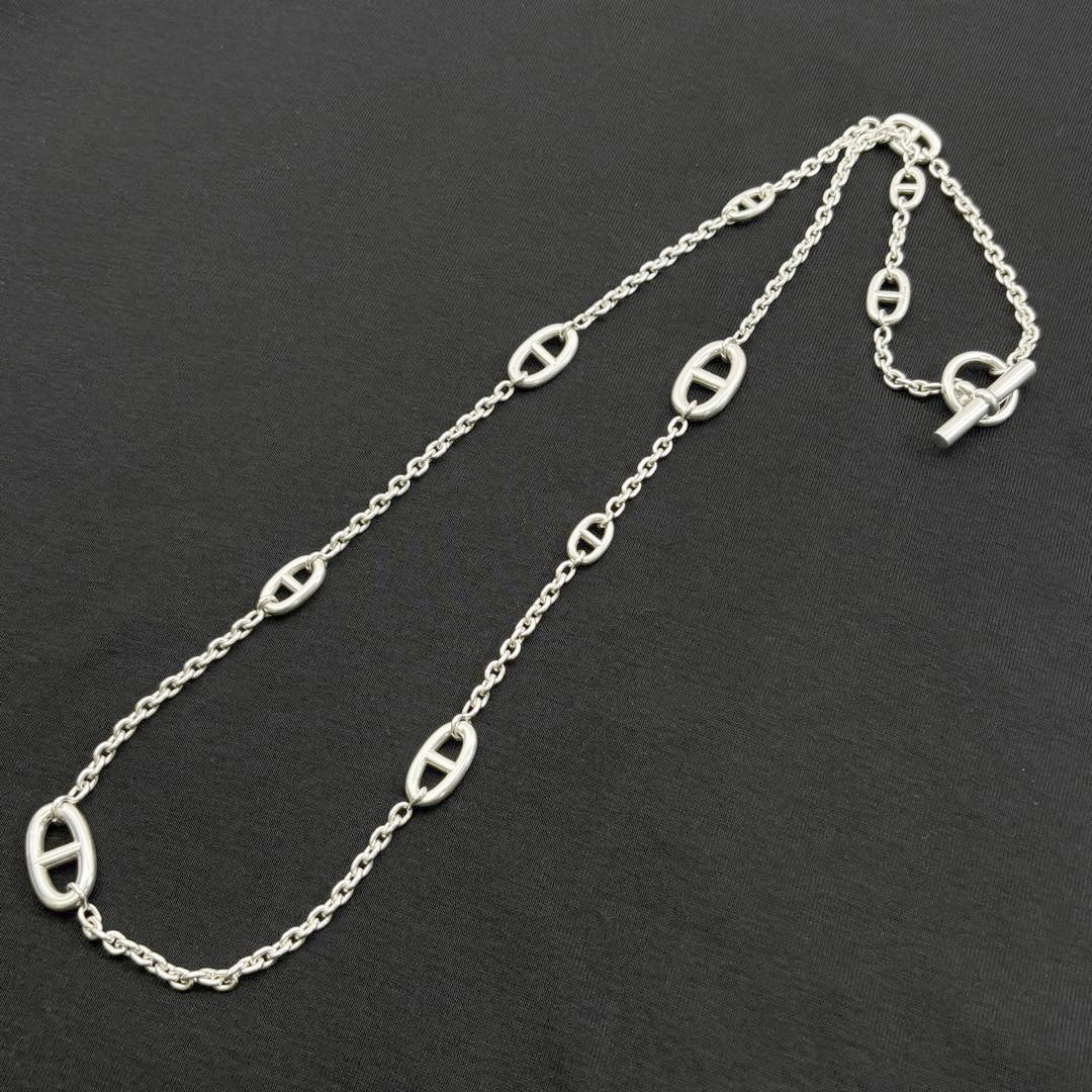 HERMES エルメス ロングネックレス ファランドール80 シェーヌダンクル Ag925 シルバー 70.2g