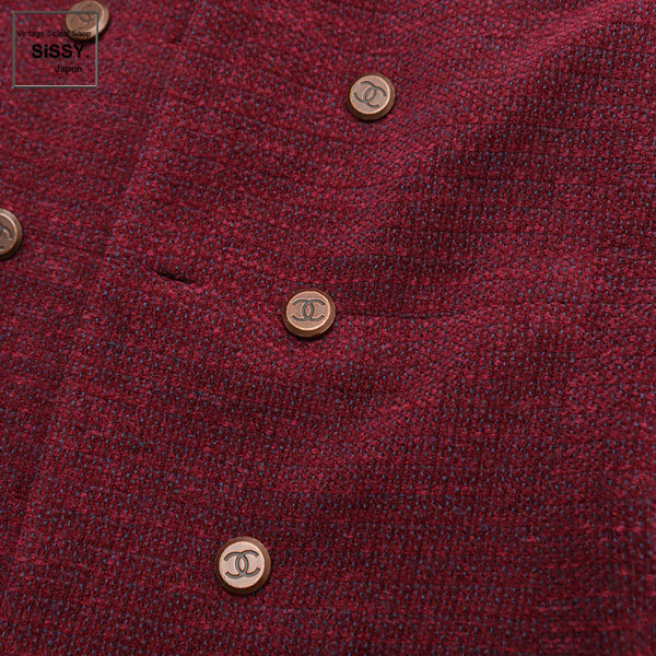 ■シャネル■ ココボタン ジャケット ウール ボルドー 98A 38(S) 【CHANEL】