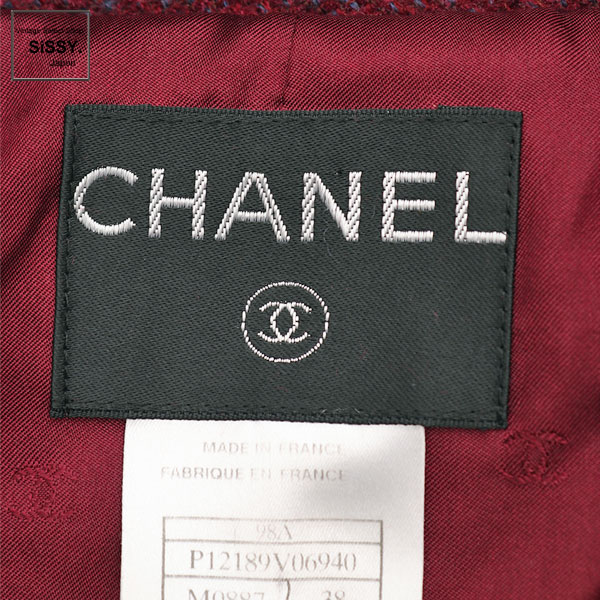 ■シャネル■ ココボタン ジャケット ウール ボルドー 98A 38(S) 【CHANEL】