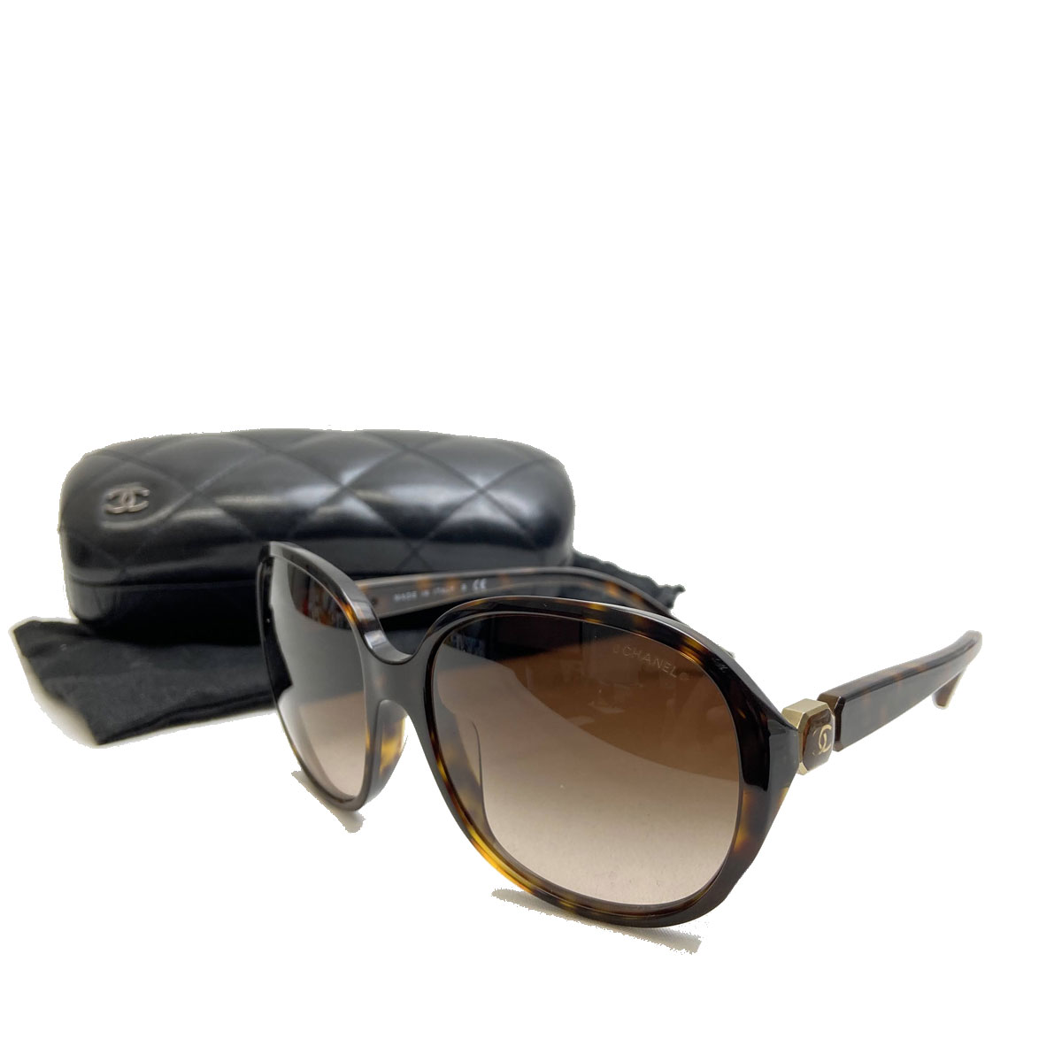 超美品CHANELココマーク 5285-A ブラウン プラスチック レディース CHANEL シャネル ココマーク サングラス 5285-A ブラウン