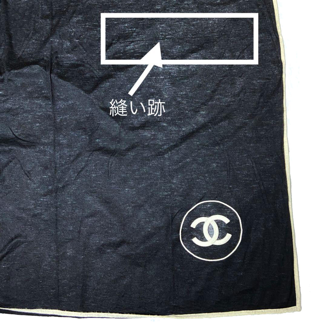 CHANEL シャネル マフラー ショール ストール ココマーク カシミヤ シルク ブラック ホワイト