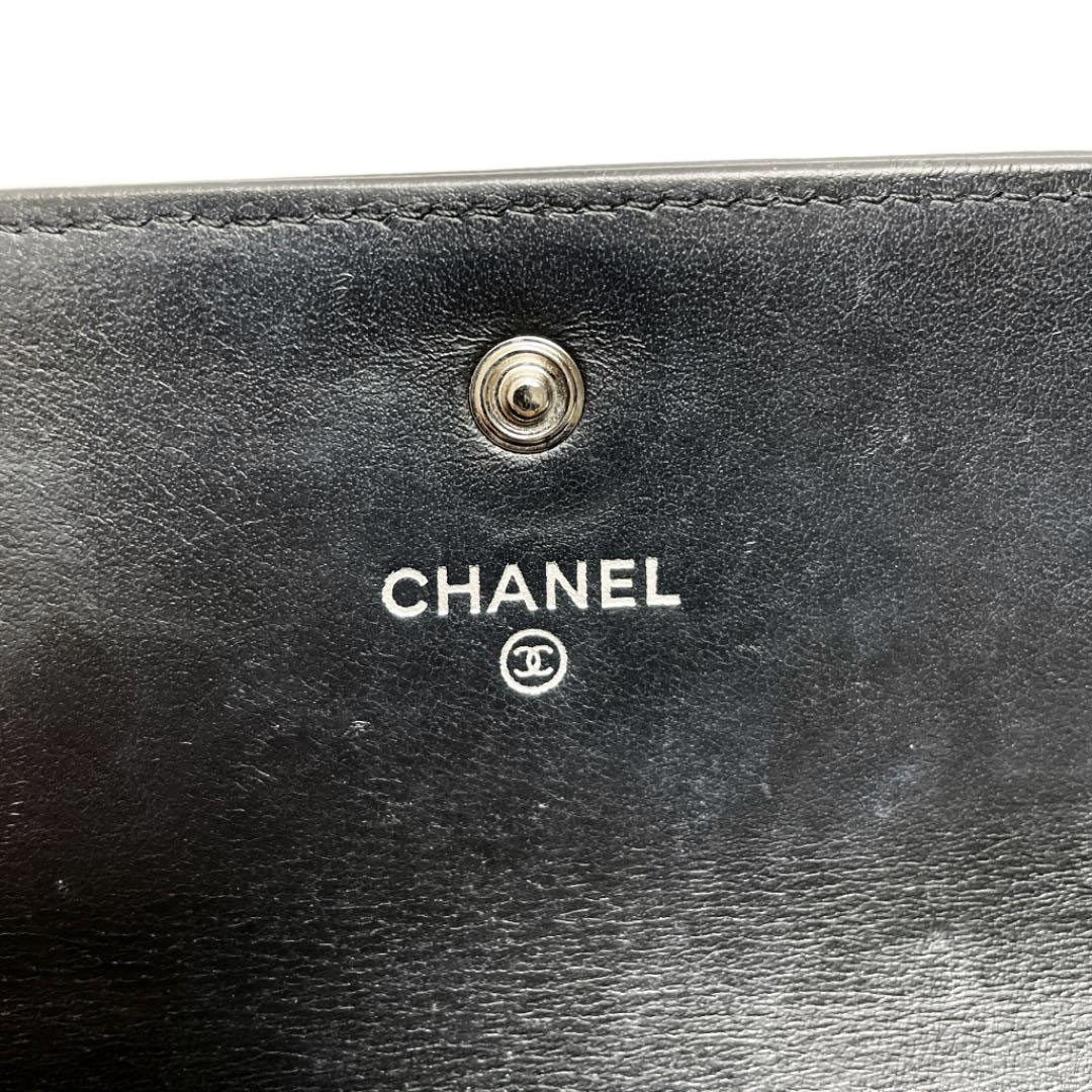 CHANEL シャネル ココマーク ホック式長財布 キャビアスキン ブラック 24番台（2017年頃製造）