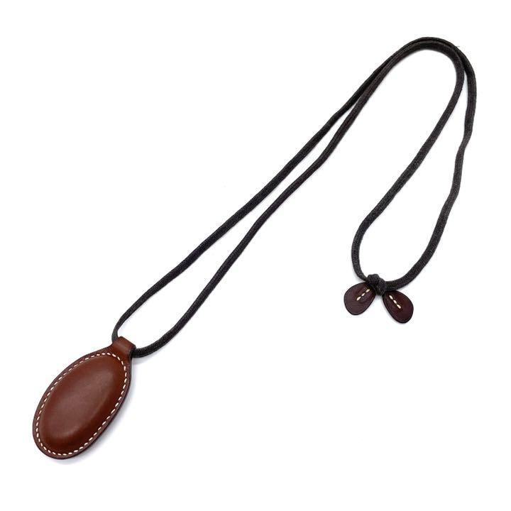 HERMES エルメス ヴィンテージネックレス レザー ビーンズ型