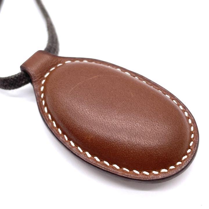 HERMES エルメス ヴィンテージネックレス レザー ビーンズ型