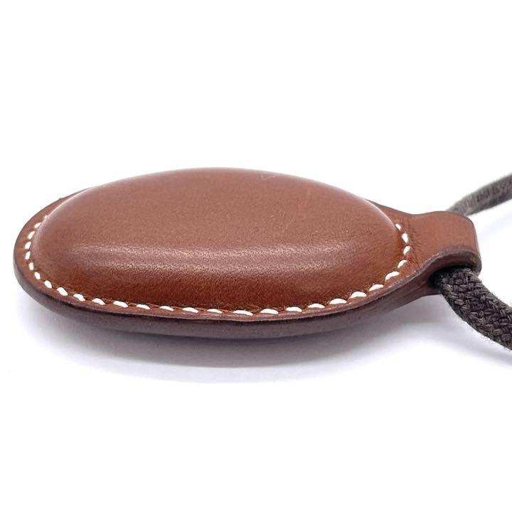 HERMES ビンテージ　ダークブラウン レザーミュール HERMES エルメス ヴィンテージネックレス レザー ビーンズ型