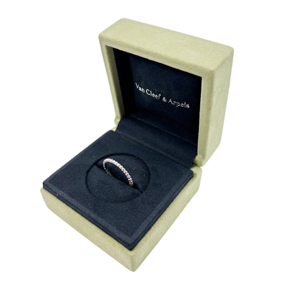 Van Cleef & Arpels ヴァンクリーフ&アーペル ペルレ ゴールドパール リング スモールモデル Au750 ホワイトゴールド 2.3g 55(約14号)