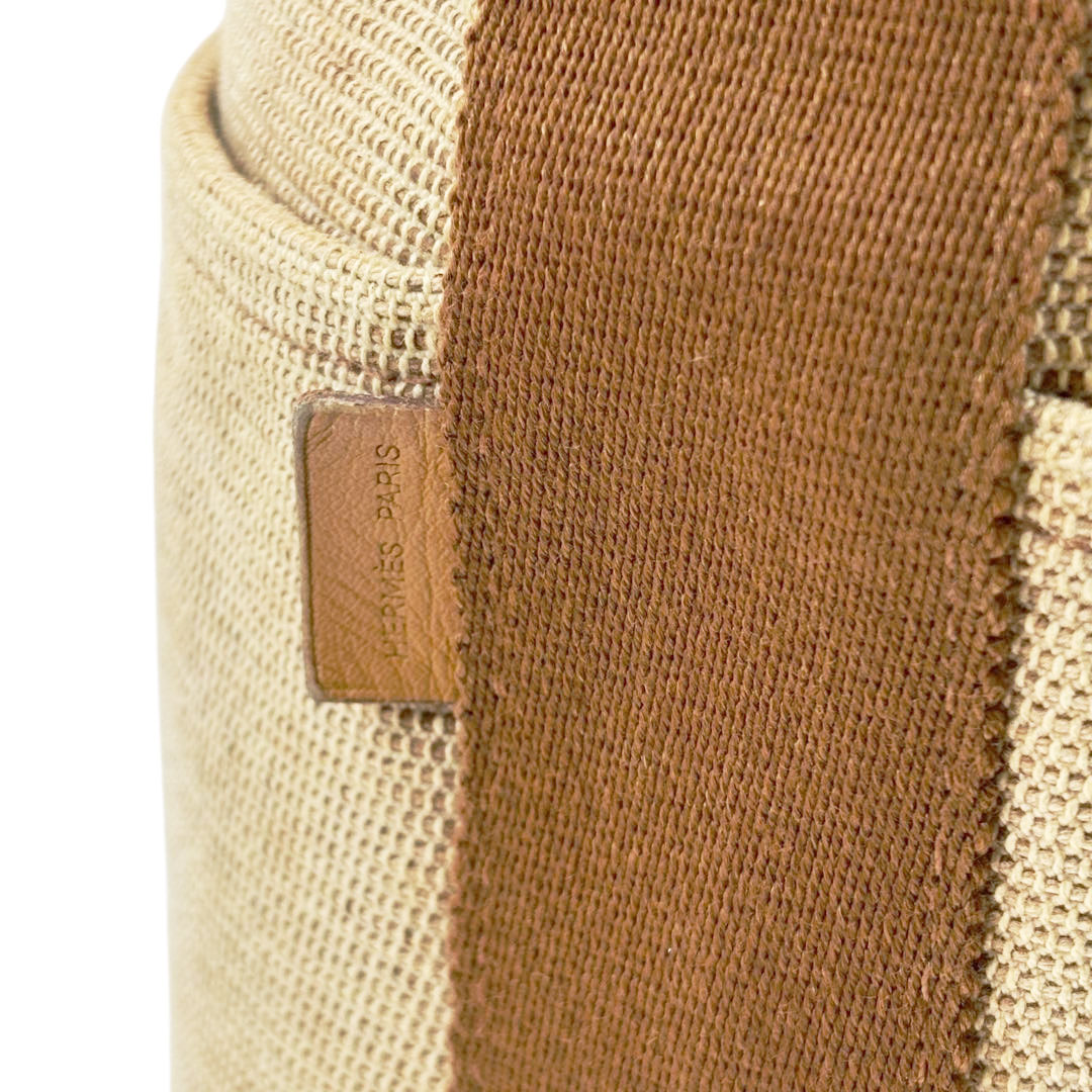 HERMES エルメス ハンドバッグ サクソーMM トワルアッシュ キャンバス ベージュ/ブラウン