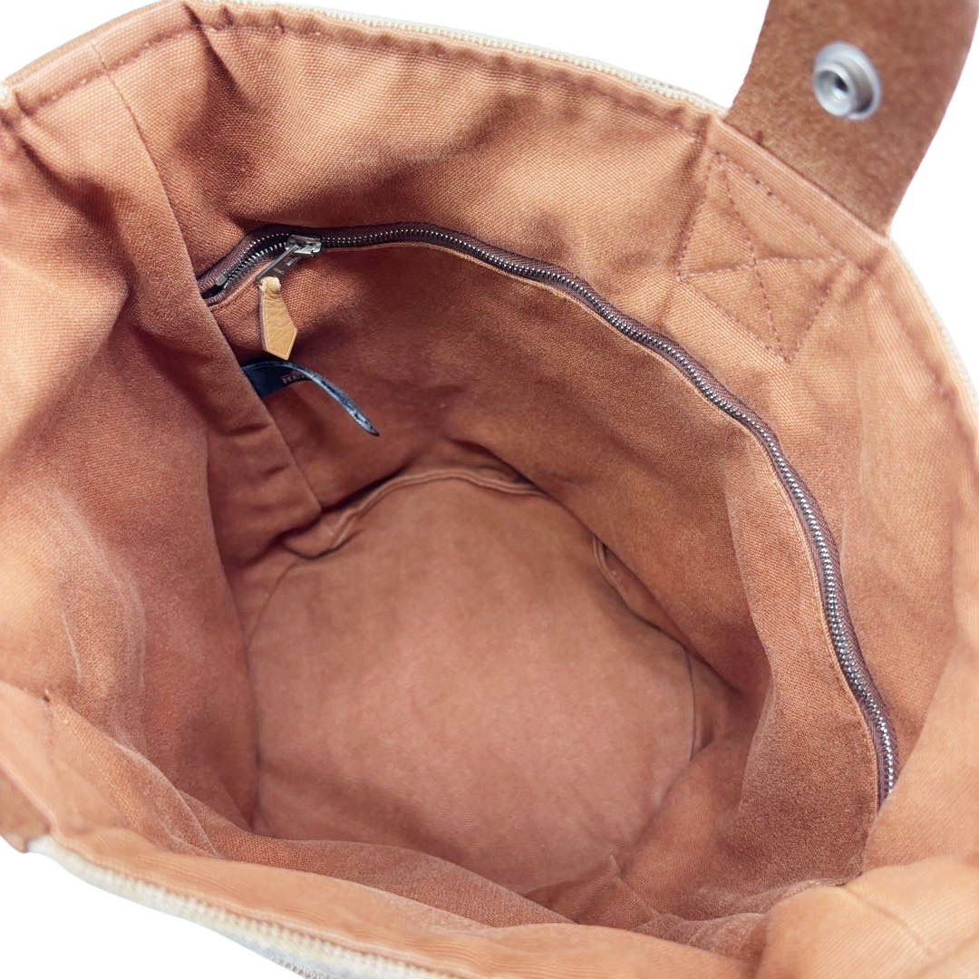 HERMES エルメス ハンドバッグ サクソーMM トワルアッシュ キャンバス ベージュ/ブラウン