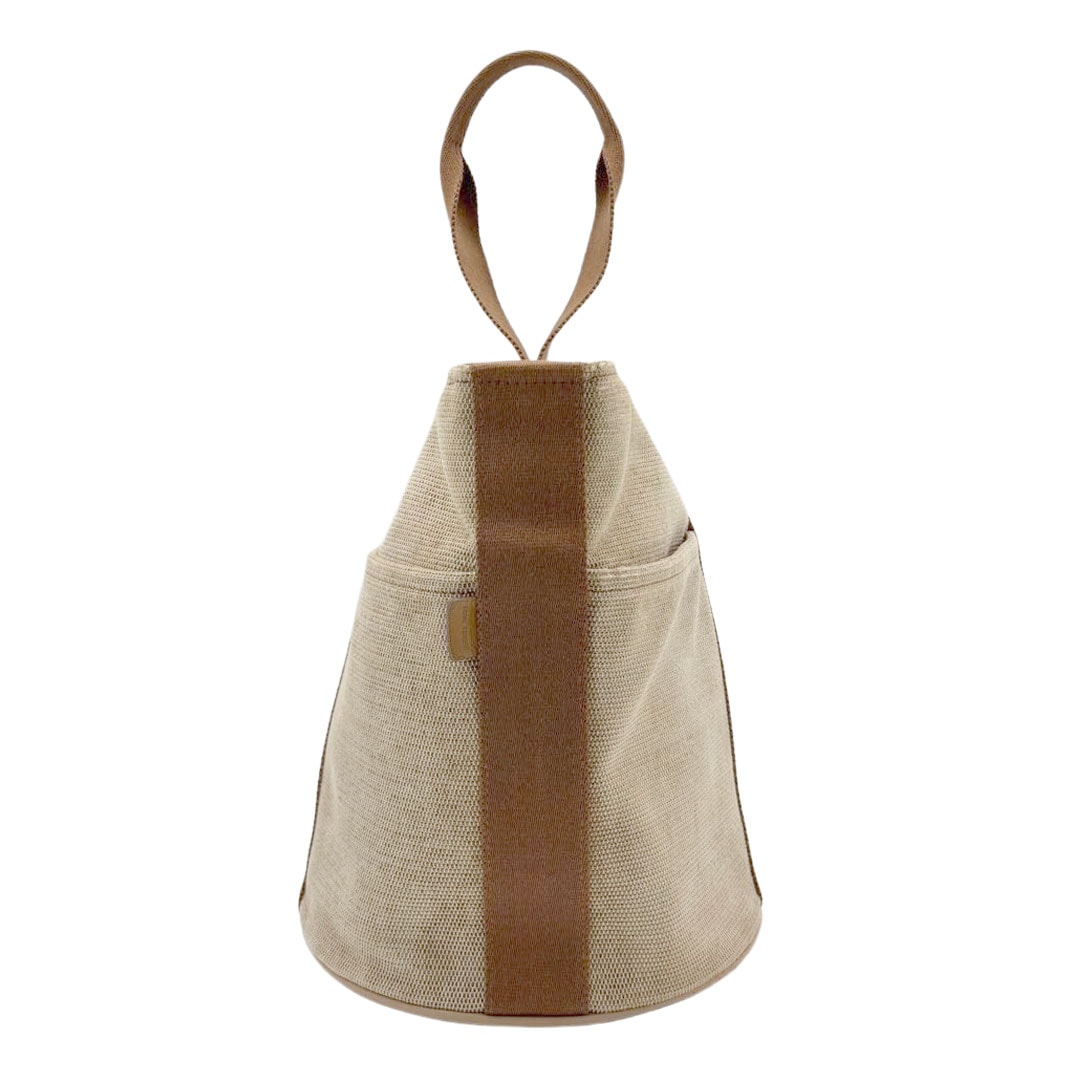 HERMES エルメス ハンドバッグ サクソーMM トワルアッシュ キャンバス ベージュ/ブラウン