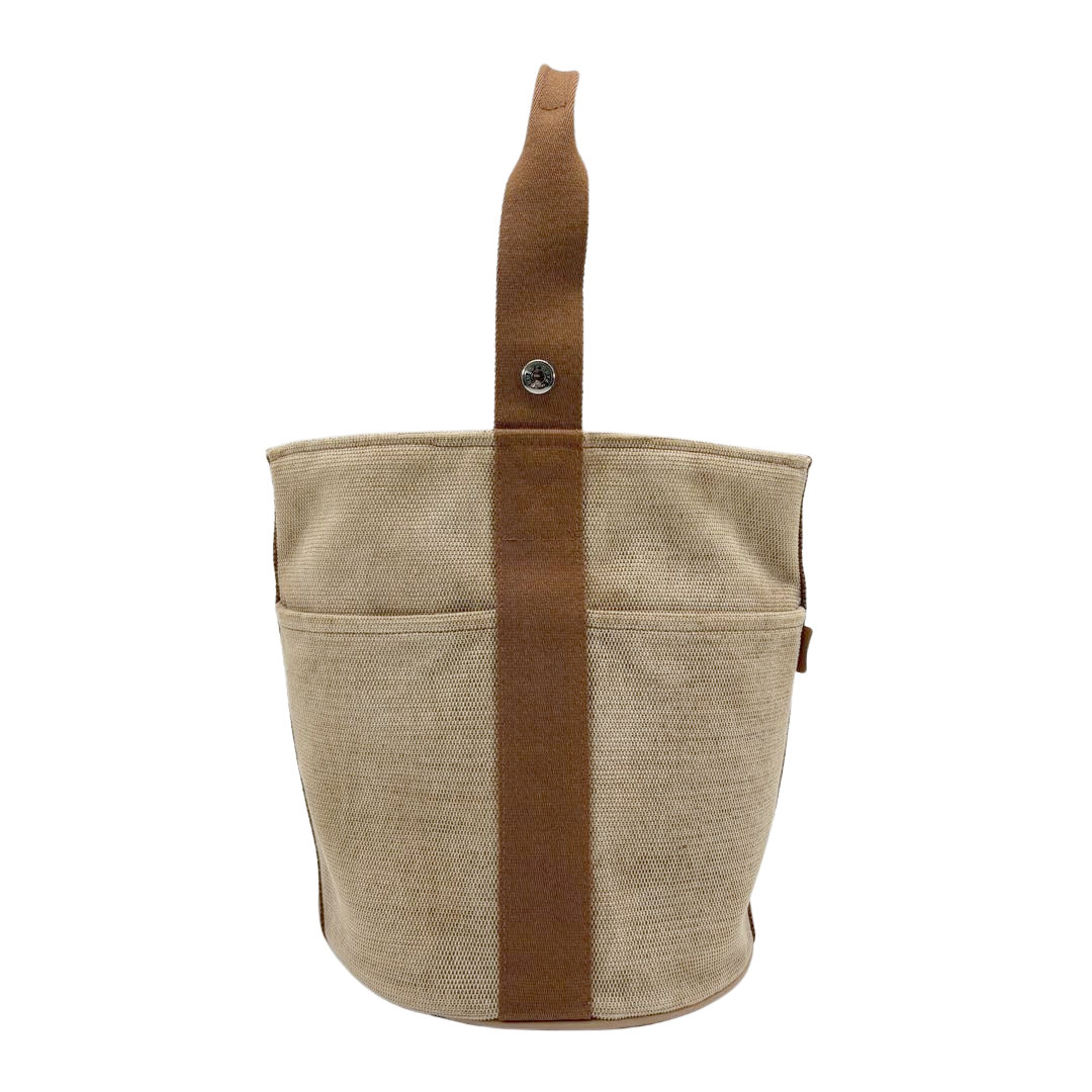 HERMES エルメス ハンドバッグ サクソーMM トワルアッシュ キャンバス ベージュ/ブラウン