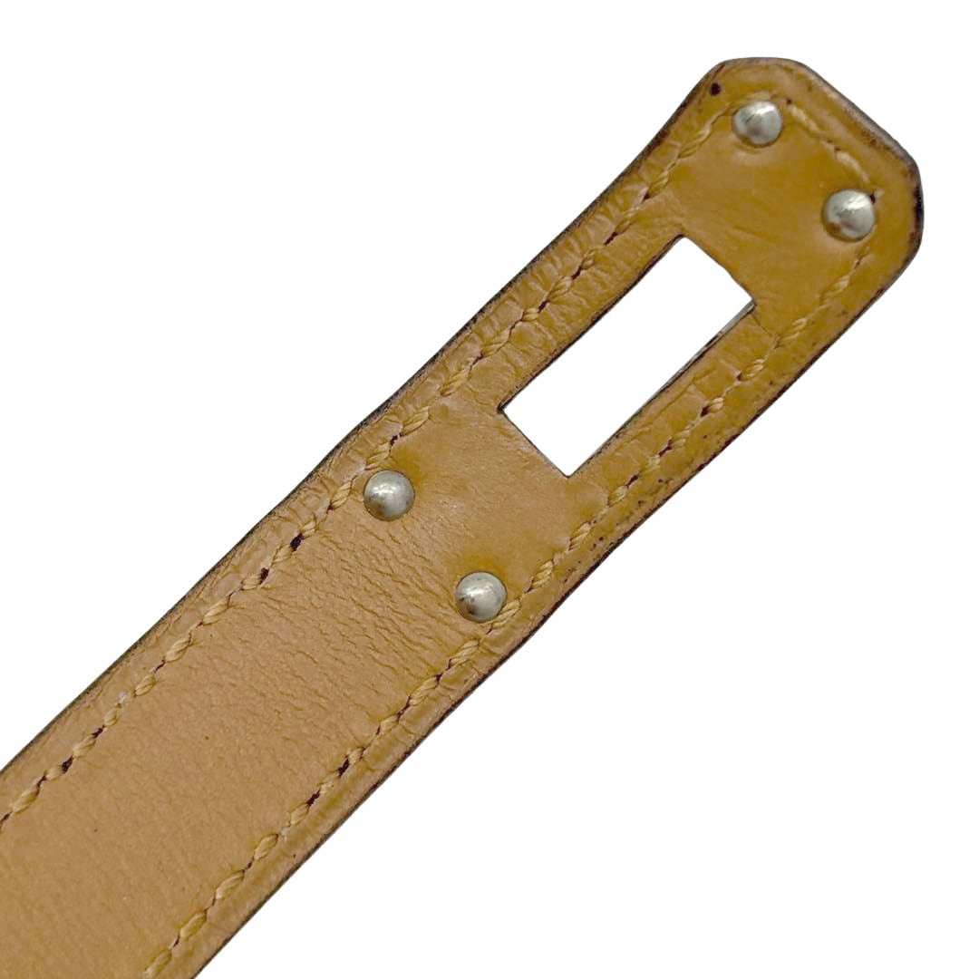 HERMES エルメス レザー ブレスレット ケリー ドゥブルトゥール ブラック シルバー金具 □J刻印 ◎ソルド品