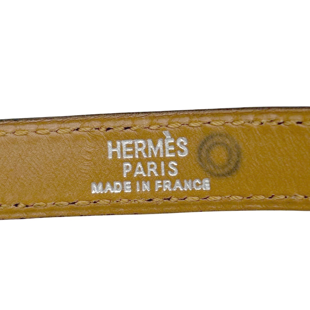 HERMES エルメス レザー ブレスレット ケリー ドゥブルトゥール ブラック シルバー金具 □J刻印 ◎ソルド品