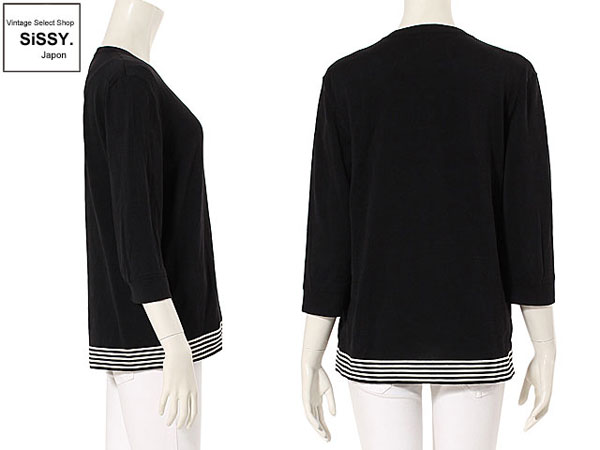 CHANEL シャネル カーディガン コットン100% ブラック ホワイト 44 (L)