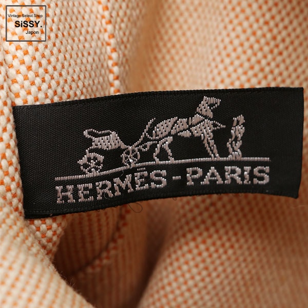 ■エルメス■ ニューフールトゥPM トートバッグ キャンバス オレンジ アイボリー 【HERMES】