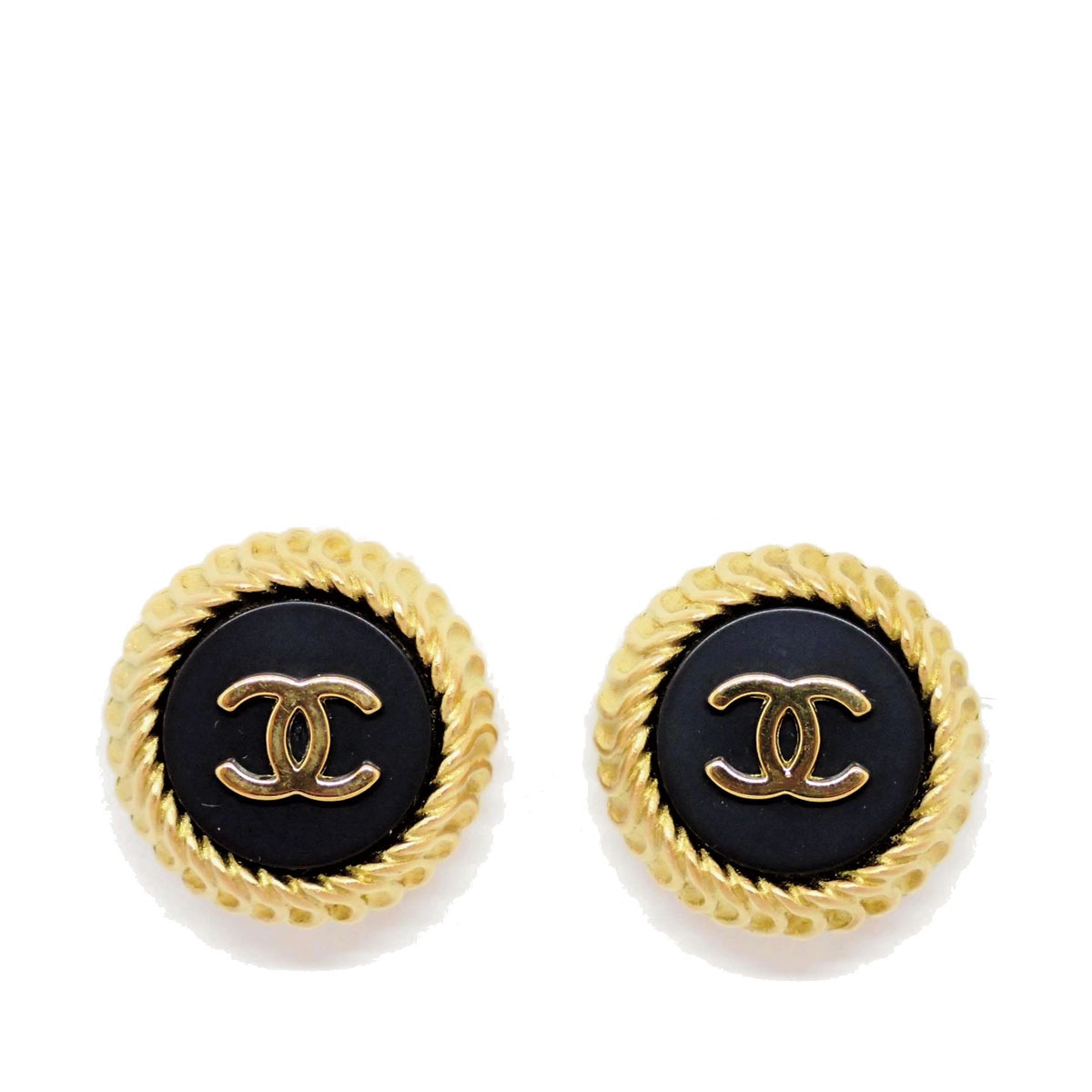 CHANEL シャネル イヤリング ココマーク サークル ブラック ゴールド 