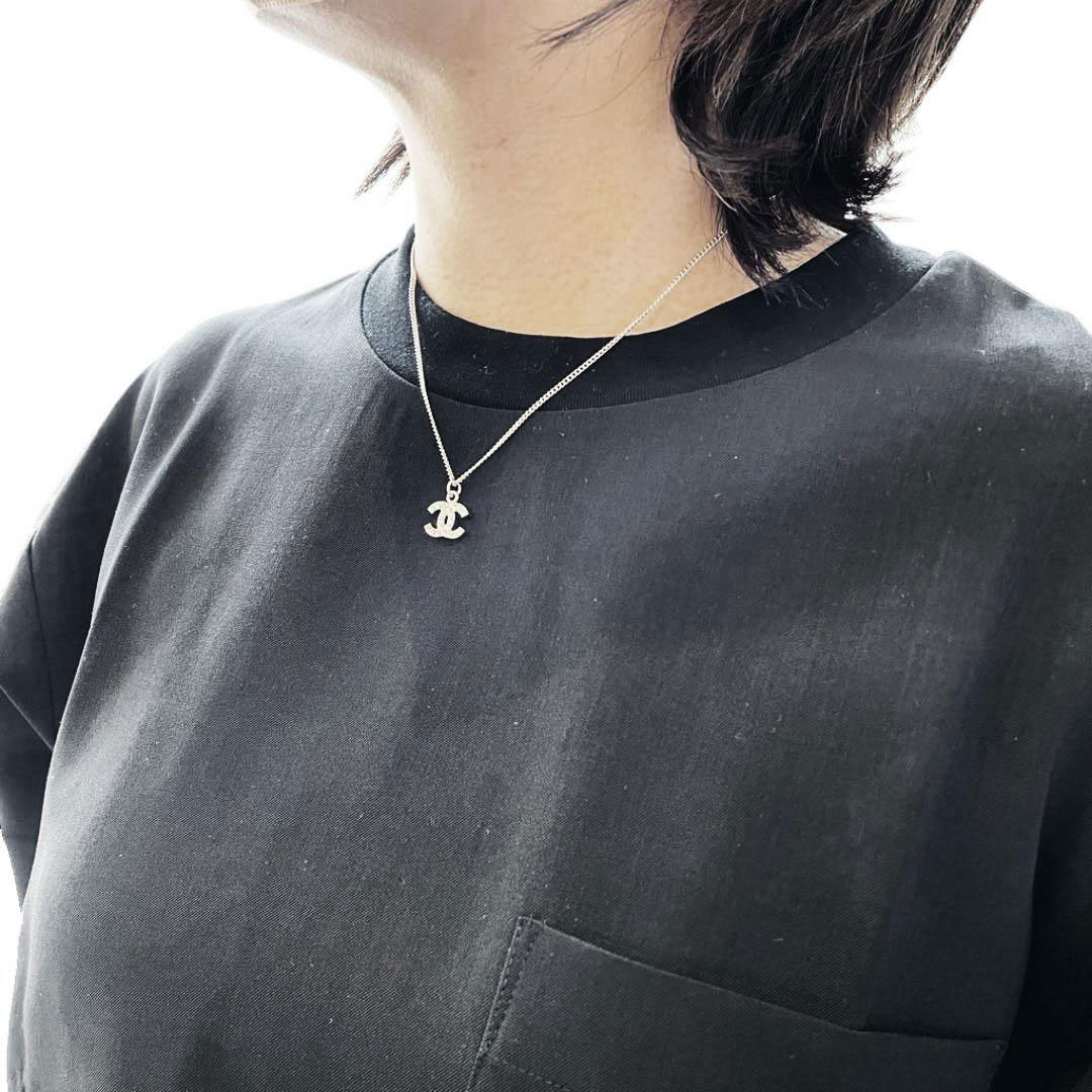 CHANEL シャネル ネックレス ココマーク ラインストーン シルバー B11V