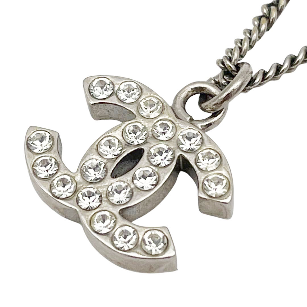 CHANEL シャネル ネックレス ココマーク ラインストーン シルバー B11V