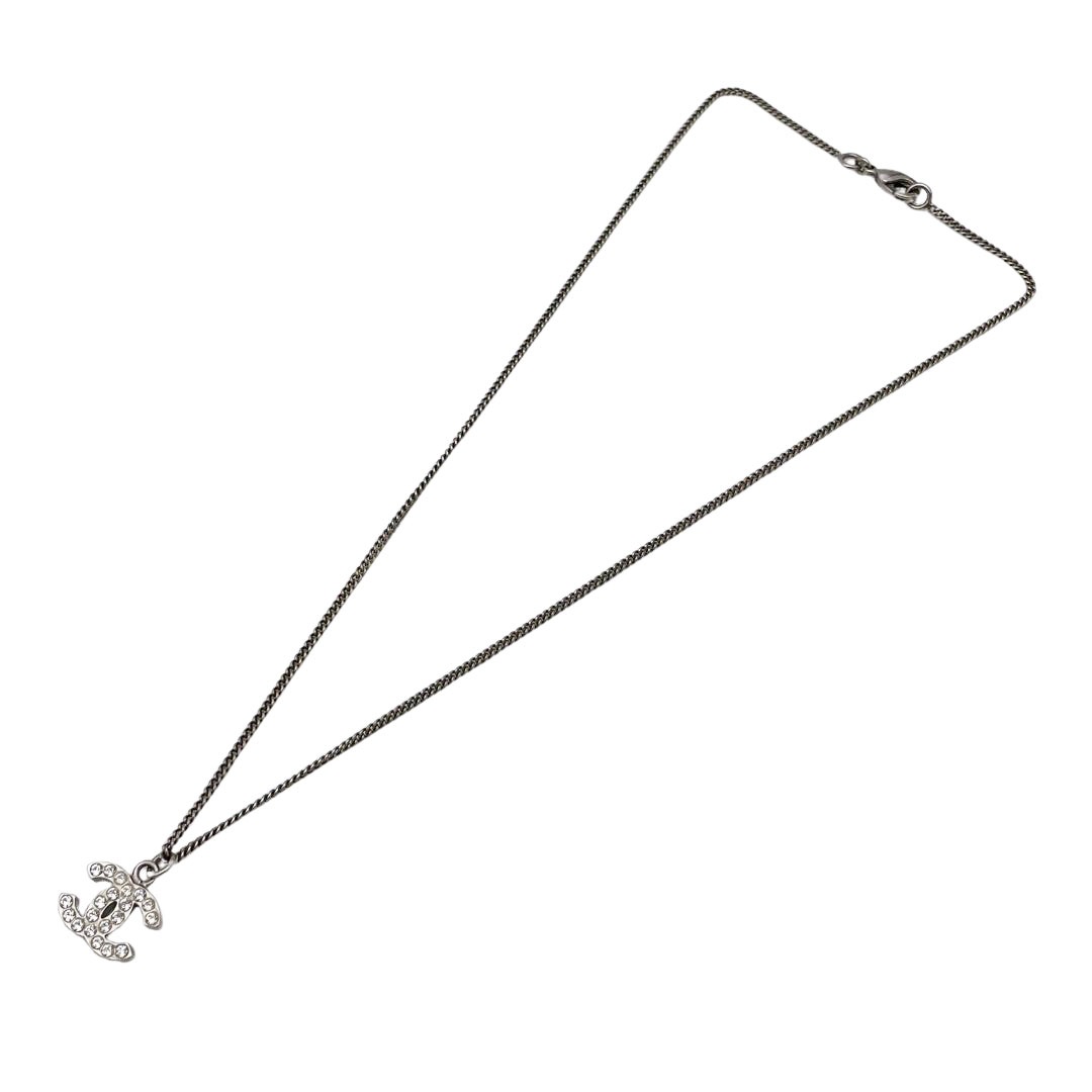 CHANEL シャネル ネックレス ココマーク ラインストーン シルバー B11V