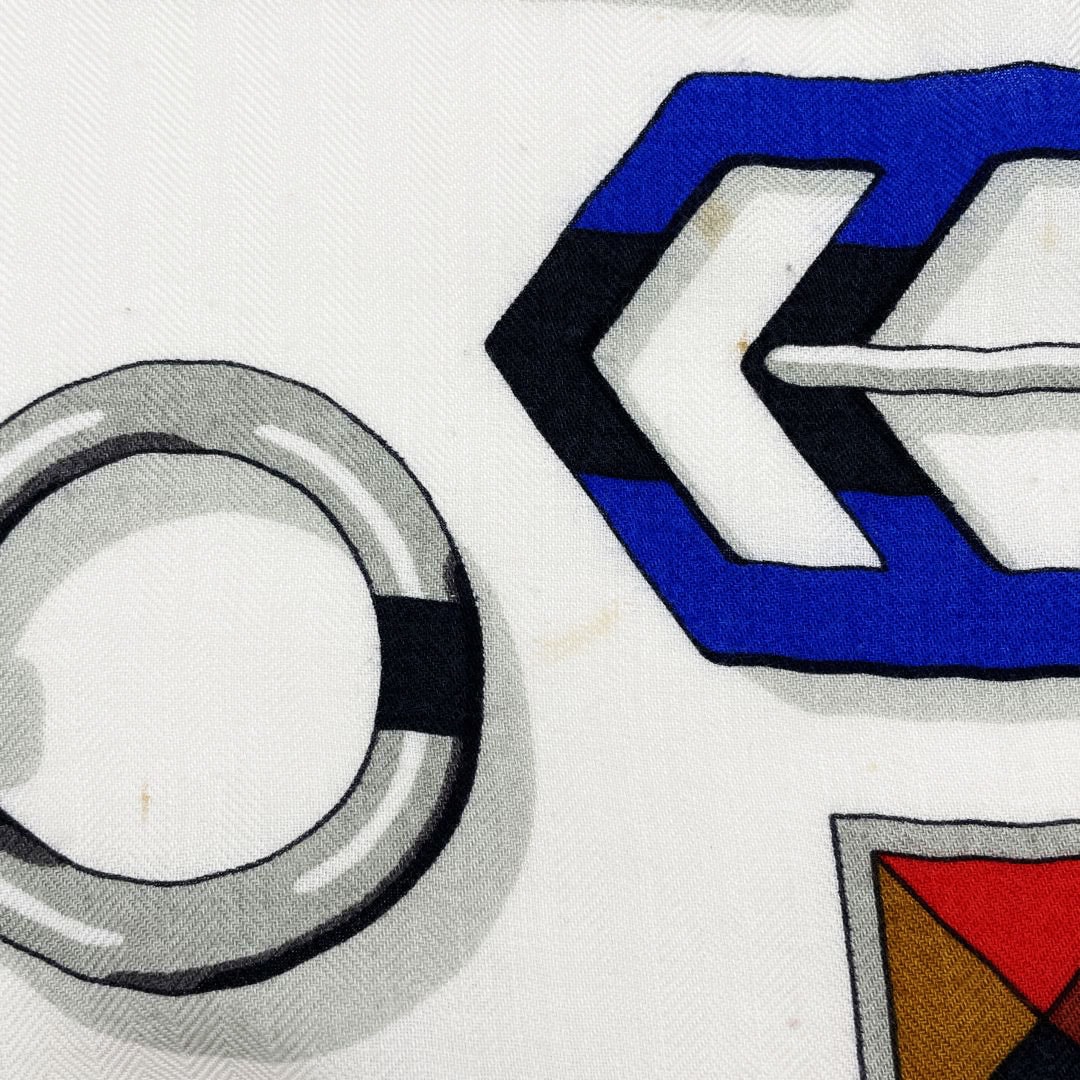 HERMES エルメス ショール ストール カレジェアン140 カシシル 『CARRE EN BOUCLES(カレ アンブックル)』 カシミヤ シルク アイボリー ブラック マルチカラー