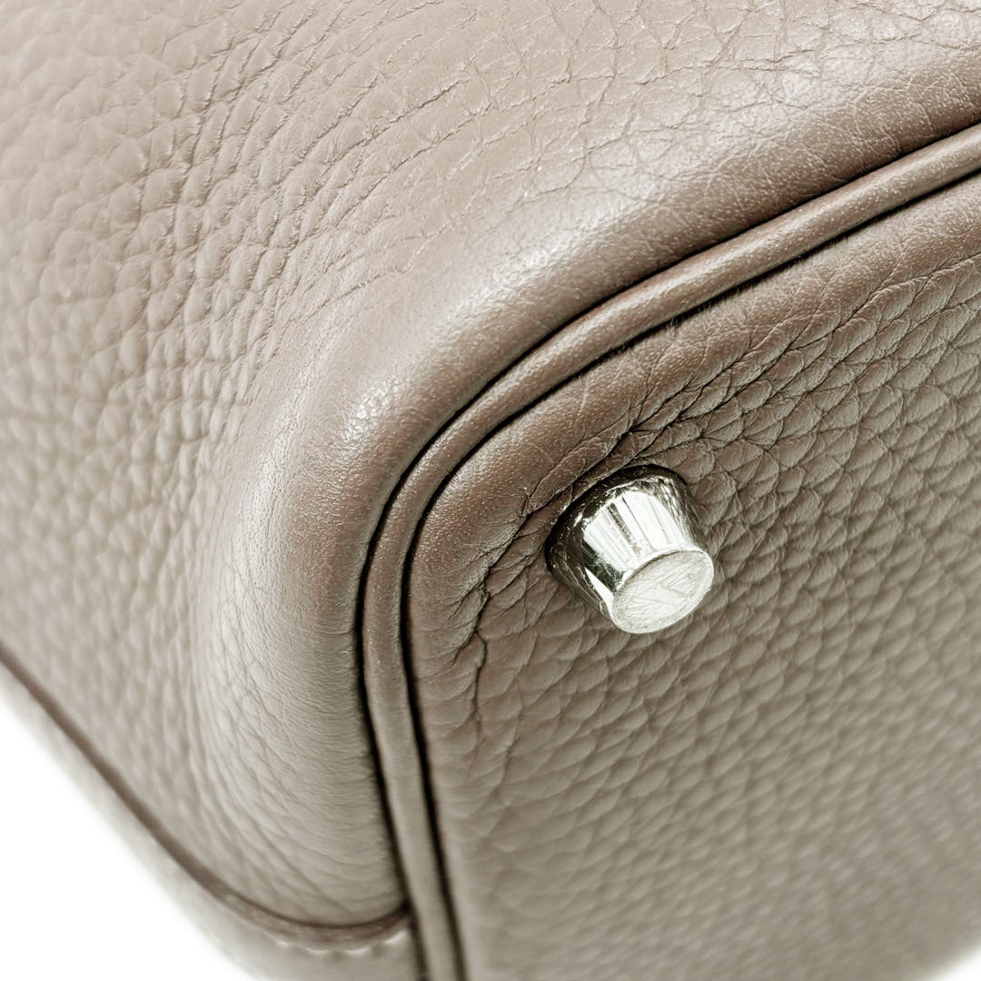HERMES エルメス ハンドバッグ ピコタンロック18 PM トリヨンクレマンス エトゥープ/シルバー金具 X刻印