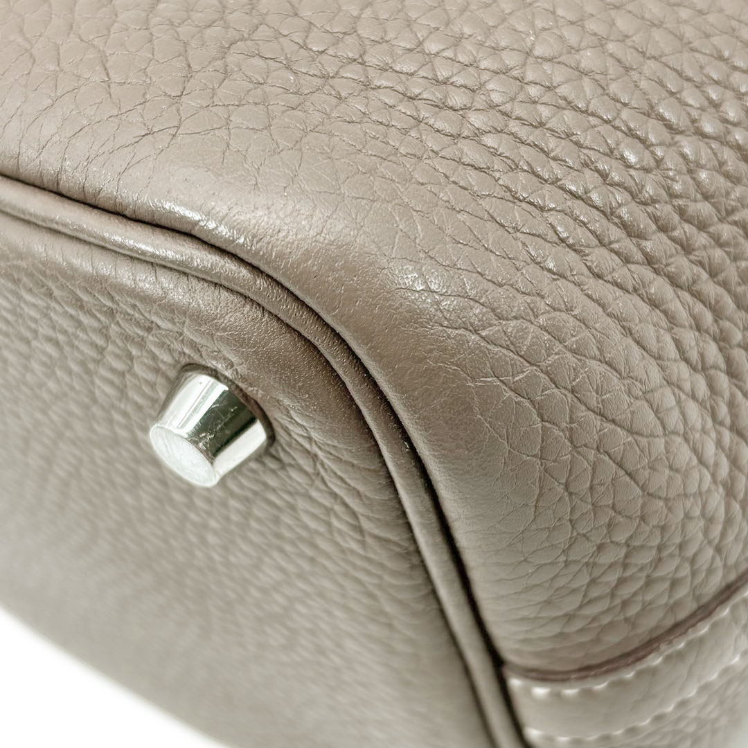 HERMES エルメス ハンドバッグ ピコタンロック18 PM トリヨンクレマンス エトゥープ/シルバー金具 X刻印