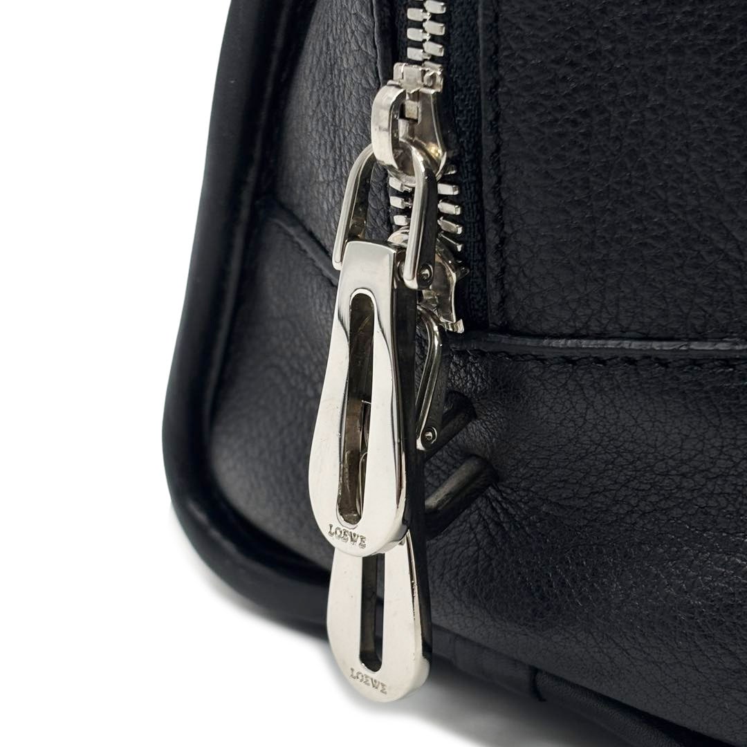 LOEWE ロエベ アマソナ28 ハンドバッグ レザー ブラック/シルバー金具