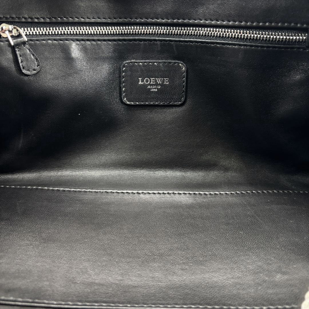 LOEWE ロエベ アマソナ28 ハンドバッグ レザー ブラック/シルバー金具