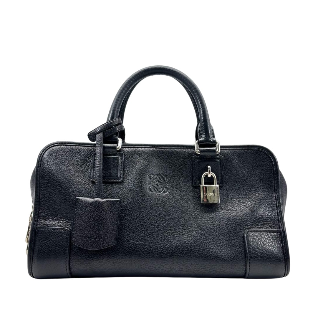 LOEWE ロエベ アマソナ28 ハンドバッグ レザー ブラック/シルバー金具