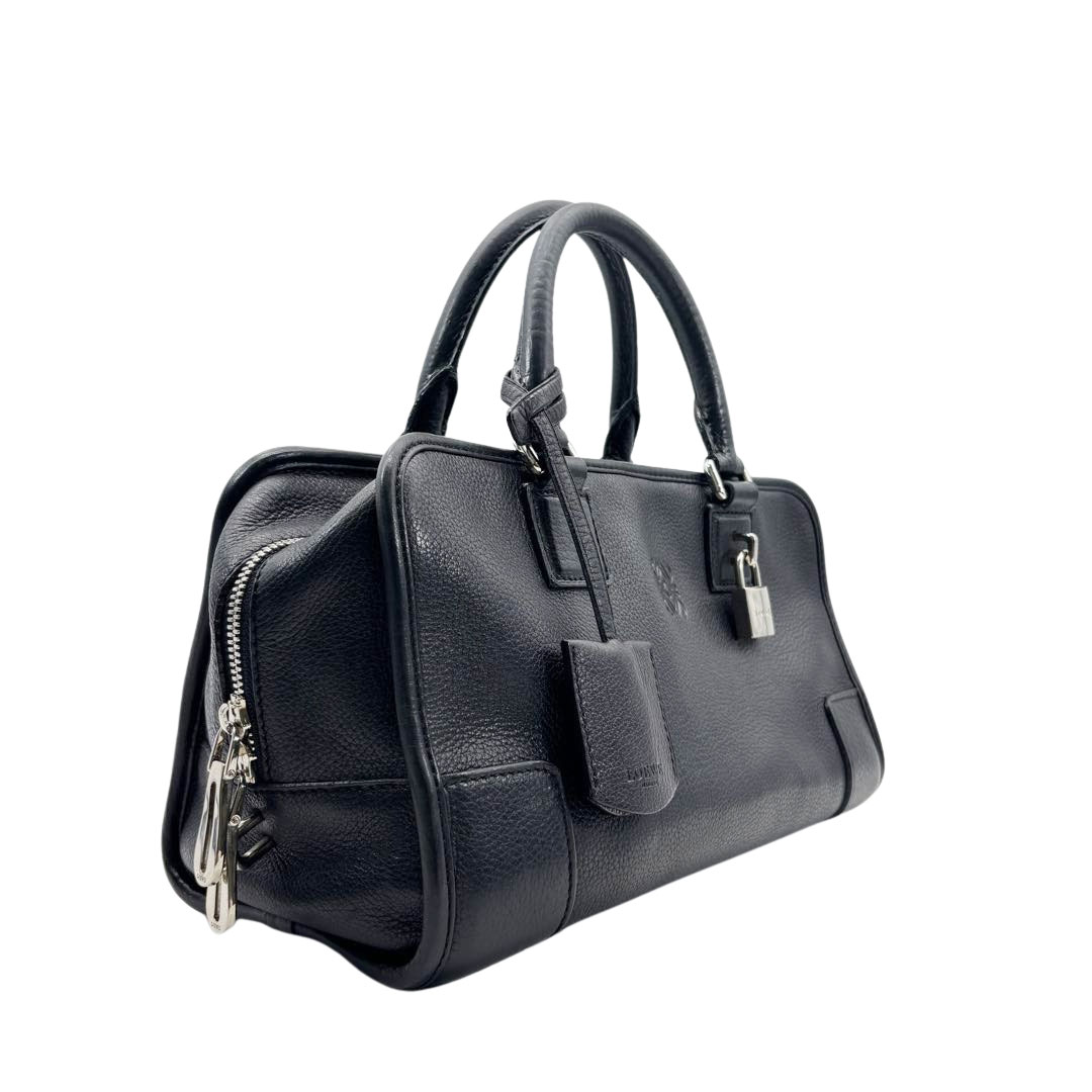 LOEWE ロエベ アマソナ28 ハンドバッグ レザー ブラック/シルバー金具