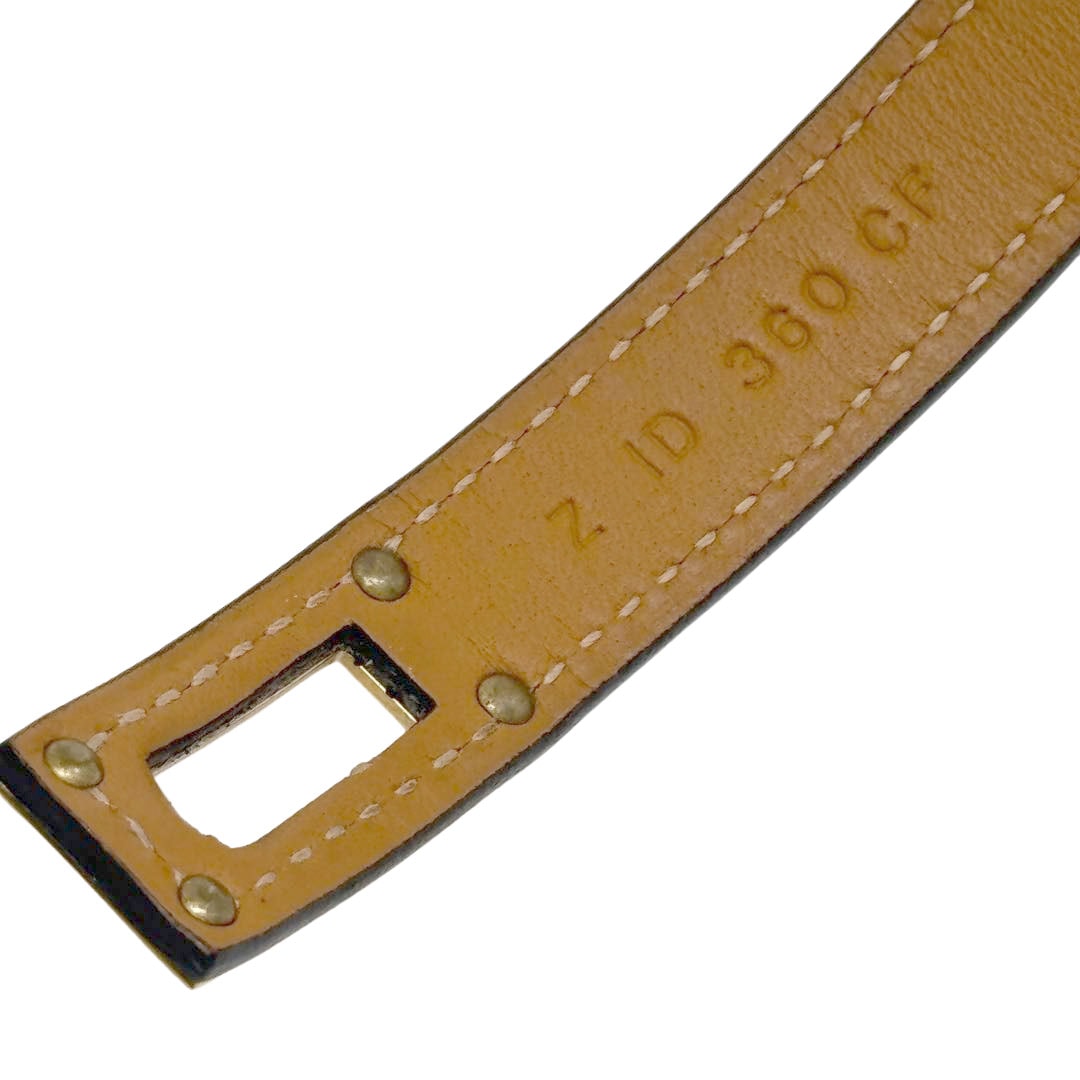 HERMES エルメス レザー ブレスレット ケリー ドゥブルトゥール T2 ブラック/ゴールド金具 Z刻印