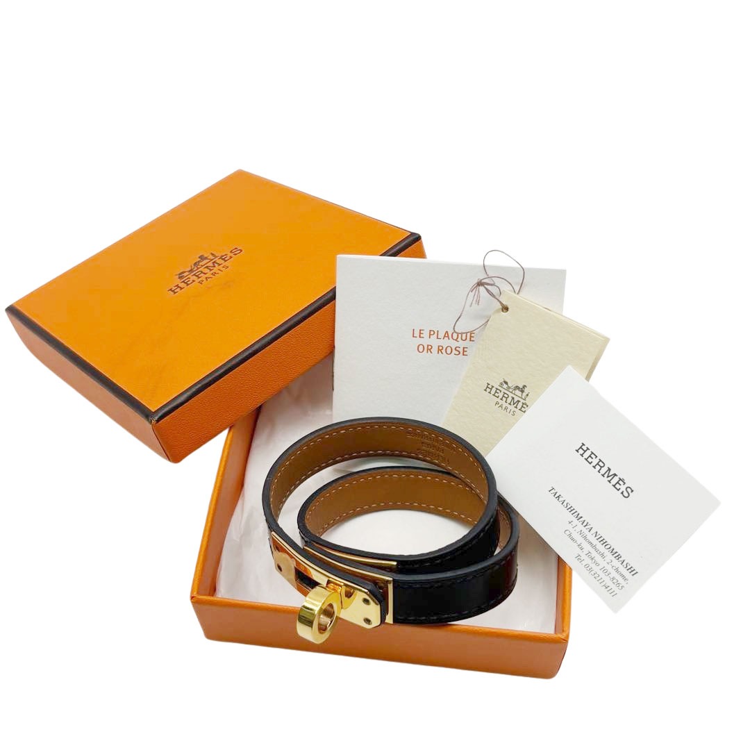 HERMES エルメス レザー ブレスレット ケリー ドゥブルトゥール T2