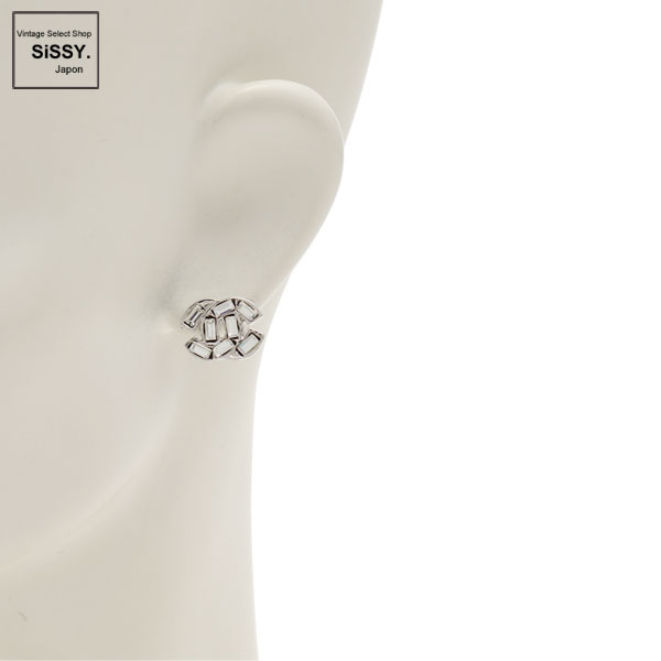 ■シャネル■ ココマーク ピアス シルバー ラインストーン 01P 【CHANEL】