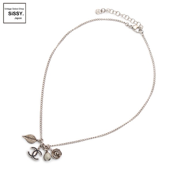 ■シャネル■ ココマーク カメリア ネックレス シルバー ブラック 05A 【CHANEL】