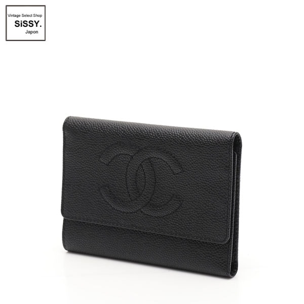 CHANEL シャネル 三つ折り 財布 キャビアスキン ココマーク 黒 楽天市場】シャネル 三つ折り財布 スモールウォレット ココ