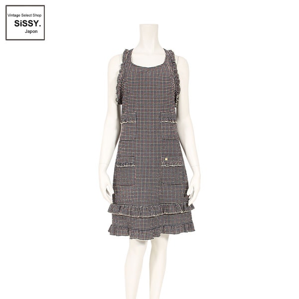 ■シャネル■ ワンピース ポリステル ブラック マルチカラー 01S 44(L) 【CHANEL】