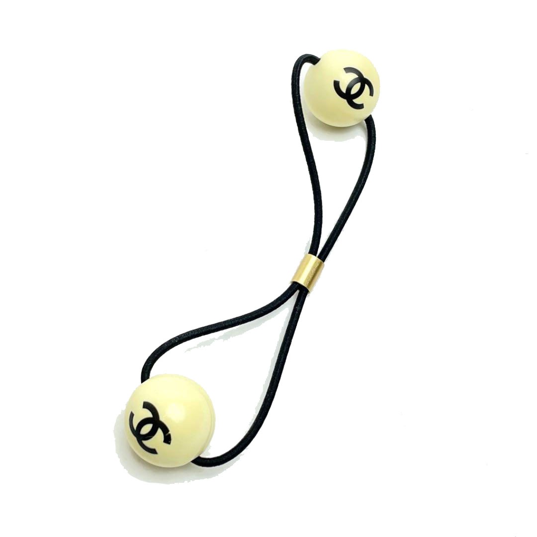 CHANEL シャネル ヘアゴム ココマーク アイボリー ブラック