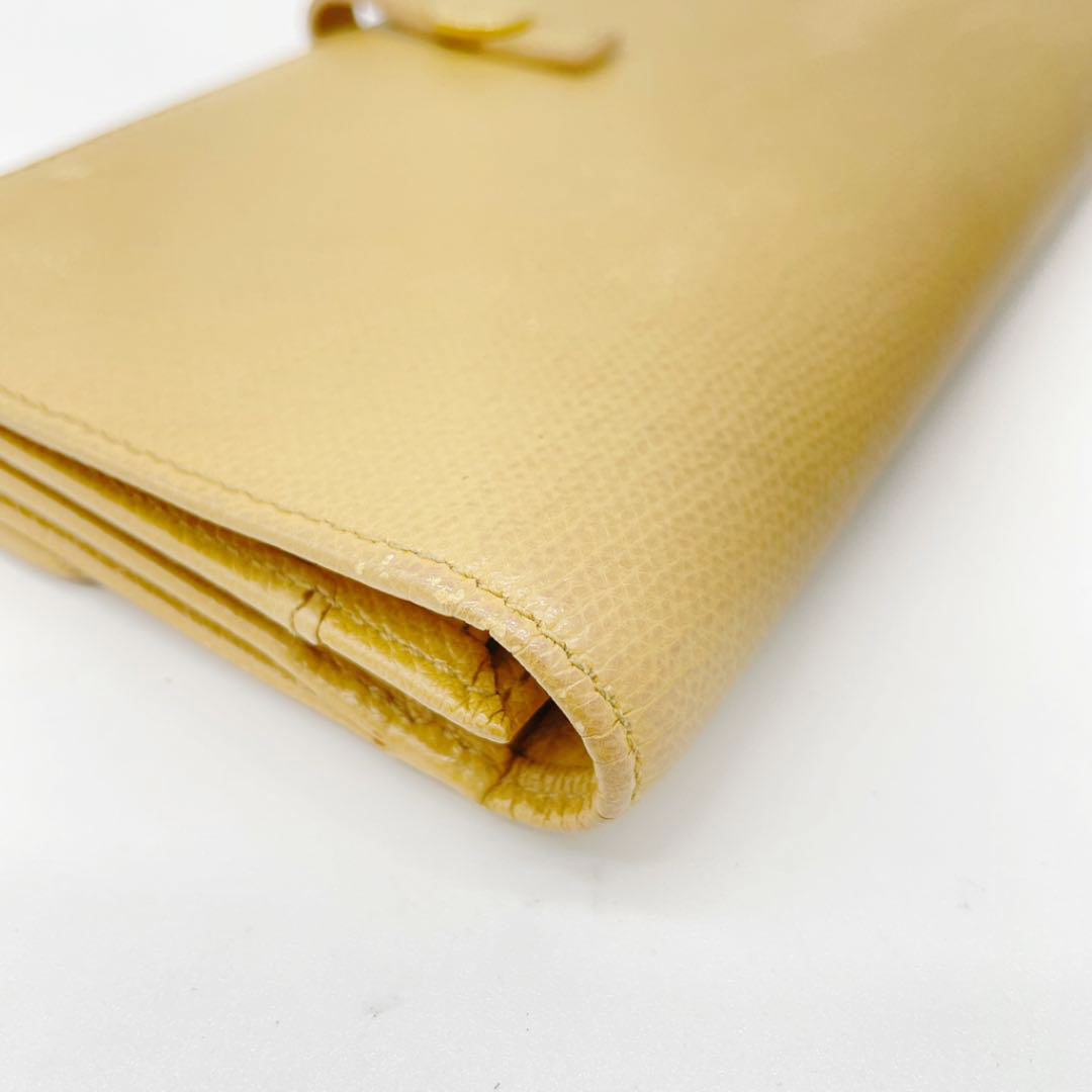 CHANEL シャネル 二つ折り長財布 キャビアスキン ベージュ 10番台