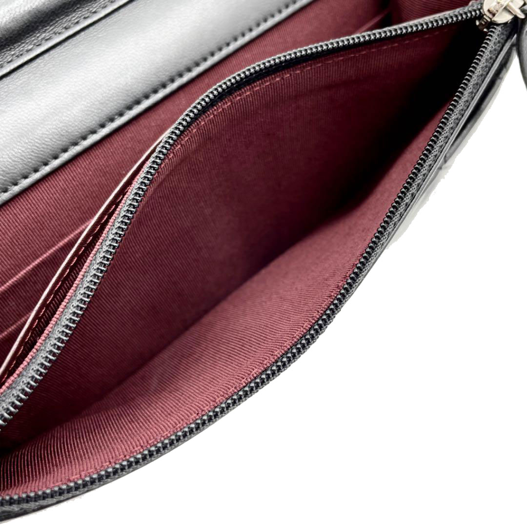 CHANEL シャネル チェーンウォレット 財布 ラムスキン ブラック シルバー金具 19番台（2014年頃製造）