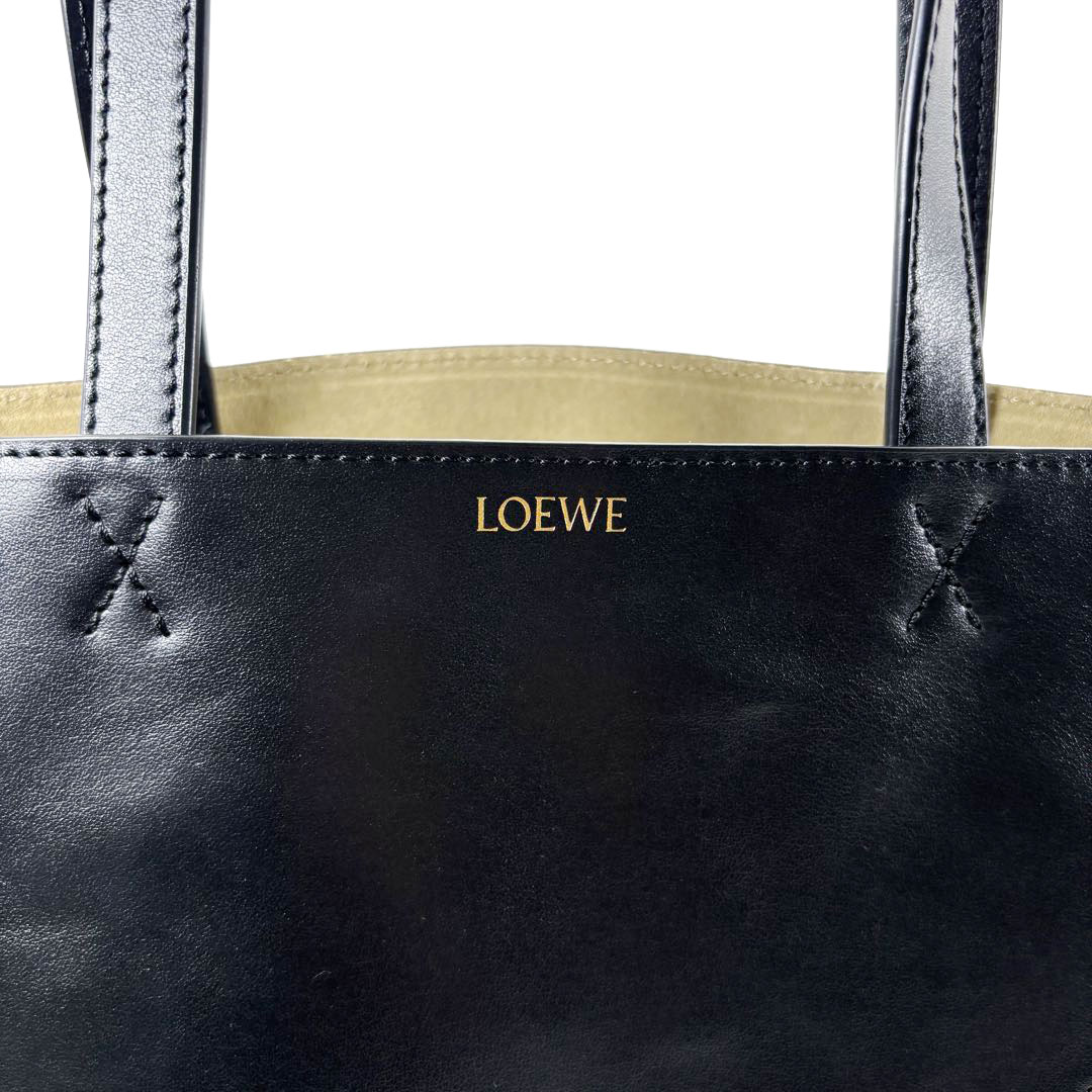 LOEWE ロエベ パズルフォルド トートバッグ ミディアム シャイニーカーフ ブラック A657G50X01