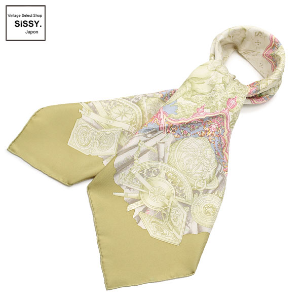 ■エルメス■ スカーフ カレ90 「AZVLEJOS」 シルク 黄緑 ホワイト マルチカラー 【HERMES】