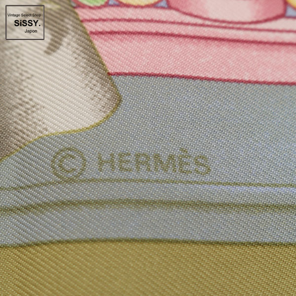 ■エルメス■ スカーフ カレ90 「AZVLEJOS」 シルク 黄緑 ホワイト マルチカラー 【HERMES】