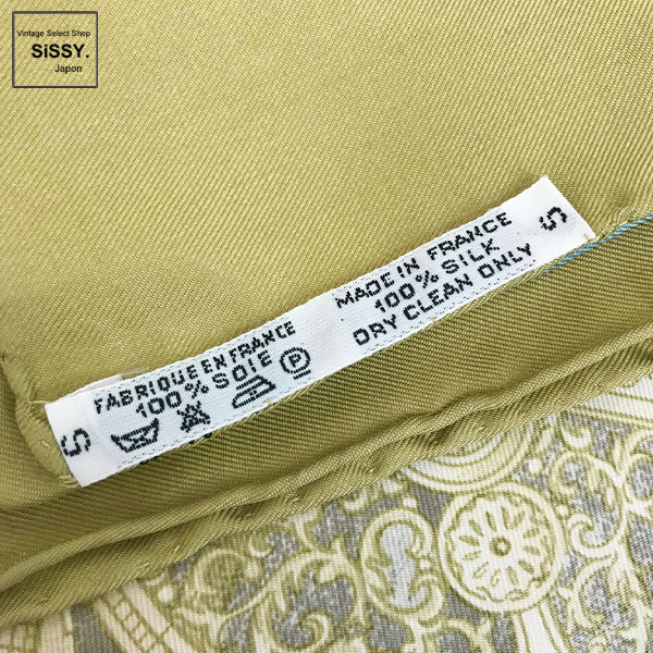 ■エルメス■ スカーフ カレ90 「AZVLEJOS」 シルク 黄緑 ホワイト マルチカラー 【HERMES】