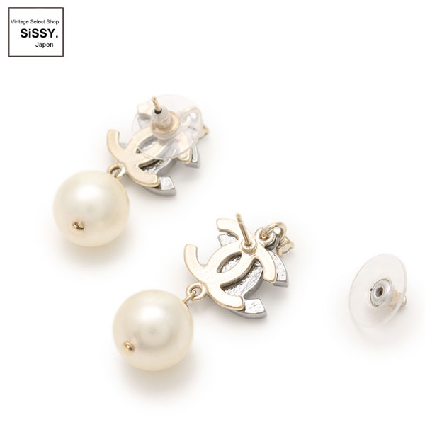 ■シャネル■ ココマーク ピアス フェイクパール ゴールド シルバー ラインストーン 05P 【CHANEL】