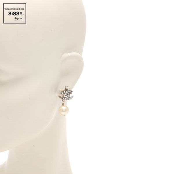 ■シャネル■ ココマーク ピアス フェイクパール ゴールド シルバー ラインストーン 05P 【CHANEL】