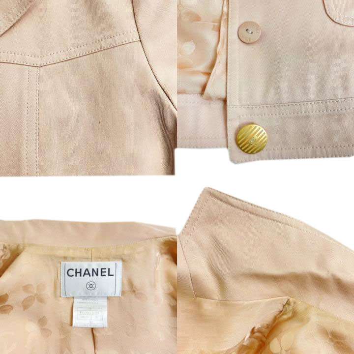 CHANEL シャネル ジャケット コットン ピンクベージュ 02P レディース 38