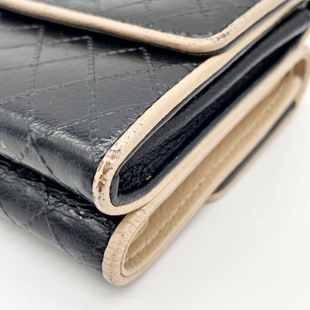 CHANEL シャネル 三つ折り コンパクト財布 ビコローレ ブラック ベージュ 2010年