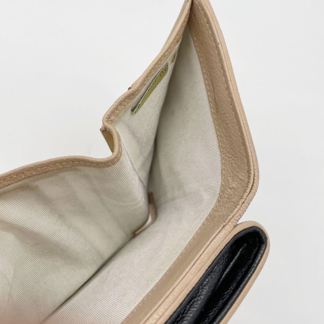 CHANEL シャネル 三つ折り コンパクト財布 ビコローレ ブラック ベージュ 2010年